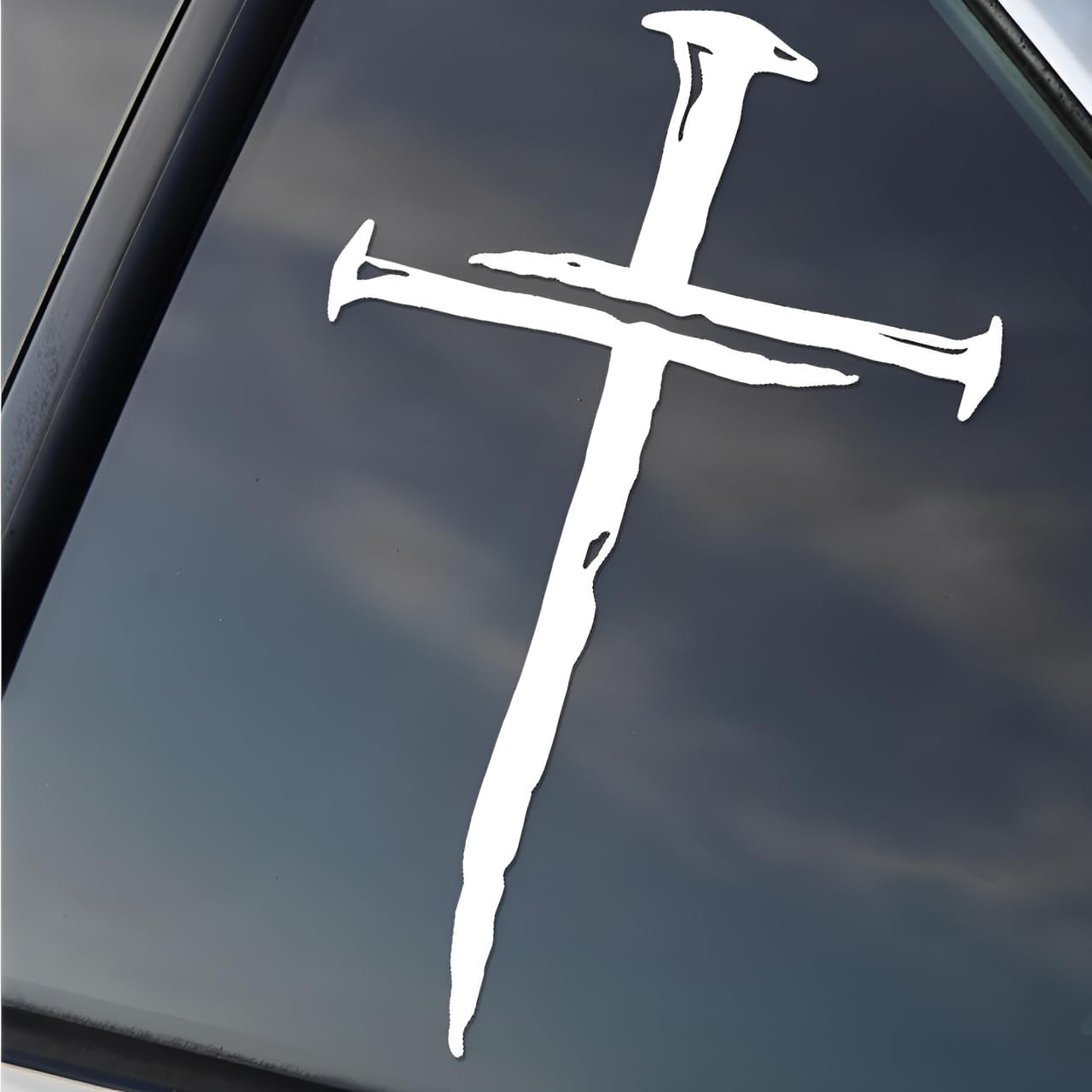 Cross of Nails Sticker – Vinyl Christian Sign Decal, Pack of 2, 5.9 X 4 Inches