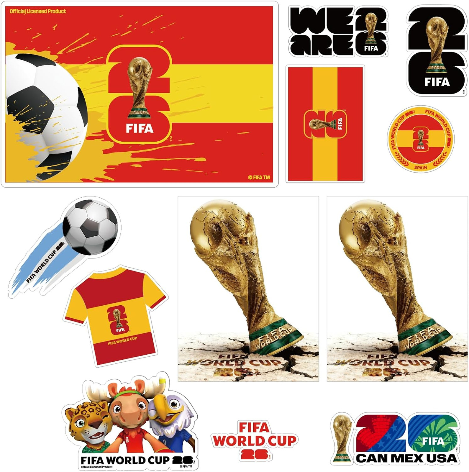 Fifa World Cup 2026 Official Licensed Spain Sticker Collection Waterproof Vinyl