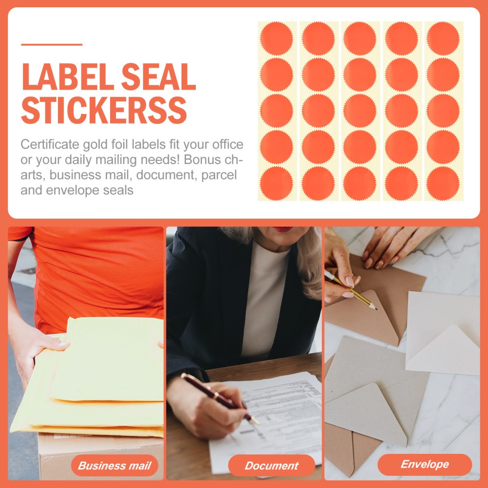 100 Pcs Gear Shape Seal Stickers Envelope Seal Certificate Files Stamp Stickers
