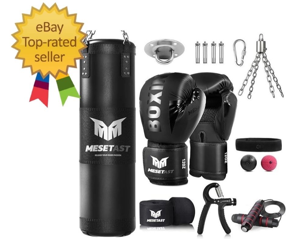 Punching Bag for Adults, 4ft Heavy Boxing Bag Set with 12 OZ Gloves for MMA K…