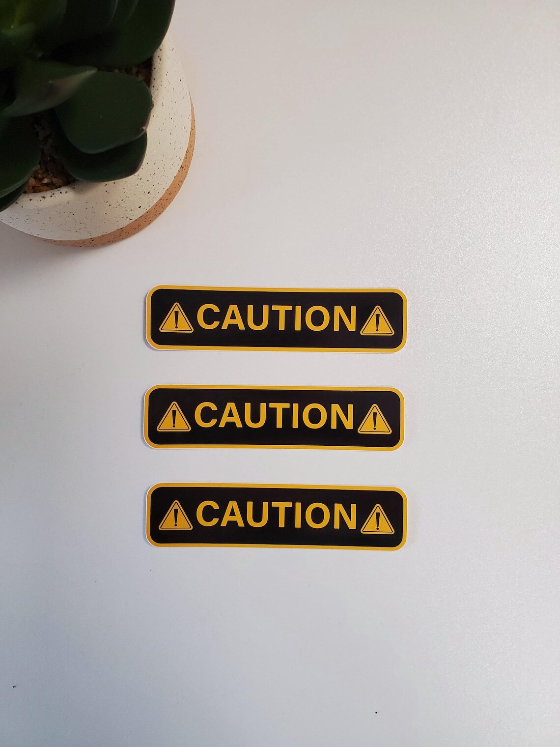 Caution Vinyl Sticker | Die Cut, Glossy, Vinyl | Warning Stickers | Style B