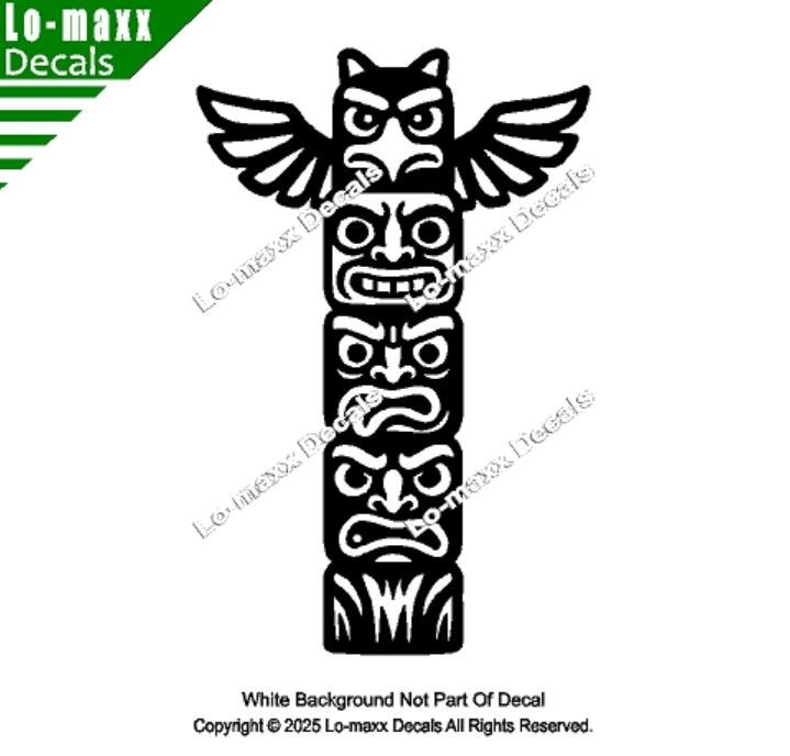 Totem Pole Tower Die Cut Sticker for Lockers, Laptops Lab Doors SUV Boats