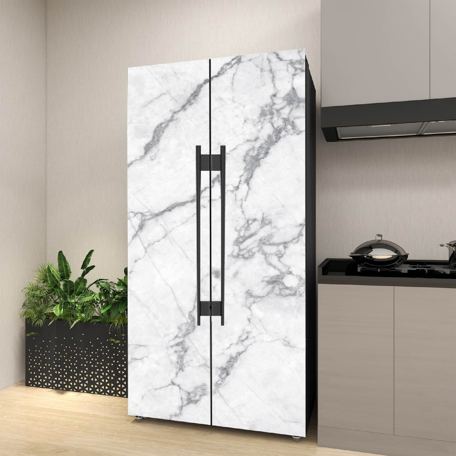 Peel and Stick Fridge Wrap Vinyl Refrigerator Cover 32" x 78.7" (81x200cm)