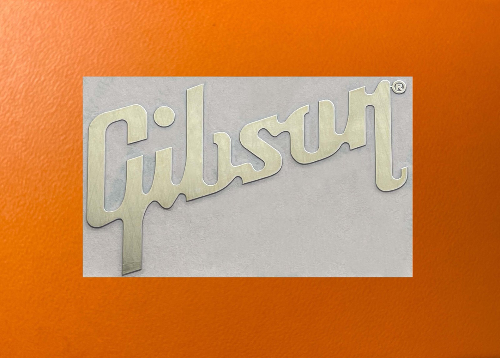 1 pcs Gibson Guitar Golden Color Mirror Sticker Logo Decal Badge 2" x 1.25"