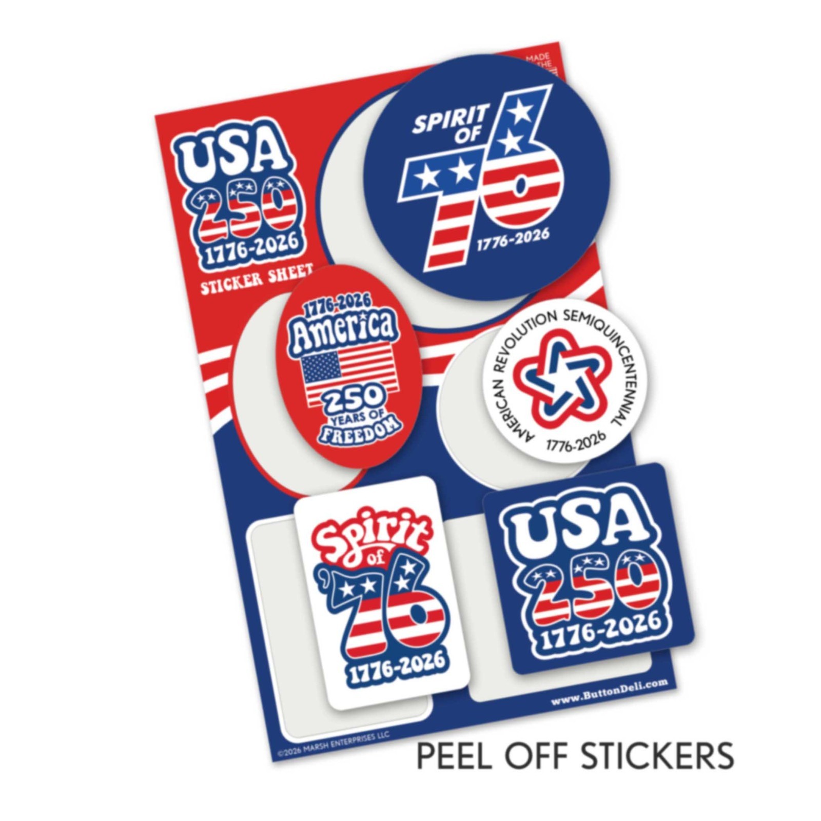USA America Sticker Sheets – 2 Designs – America, Semiquincentennial 250 Freedom
