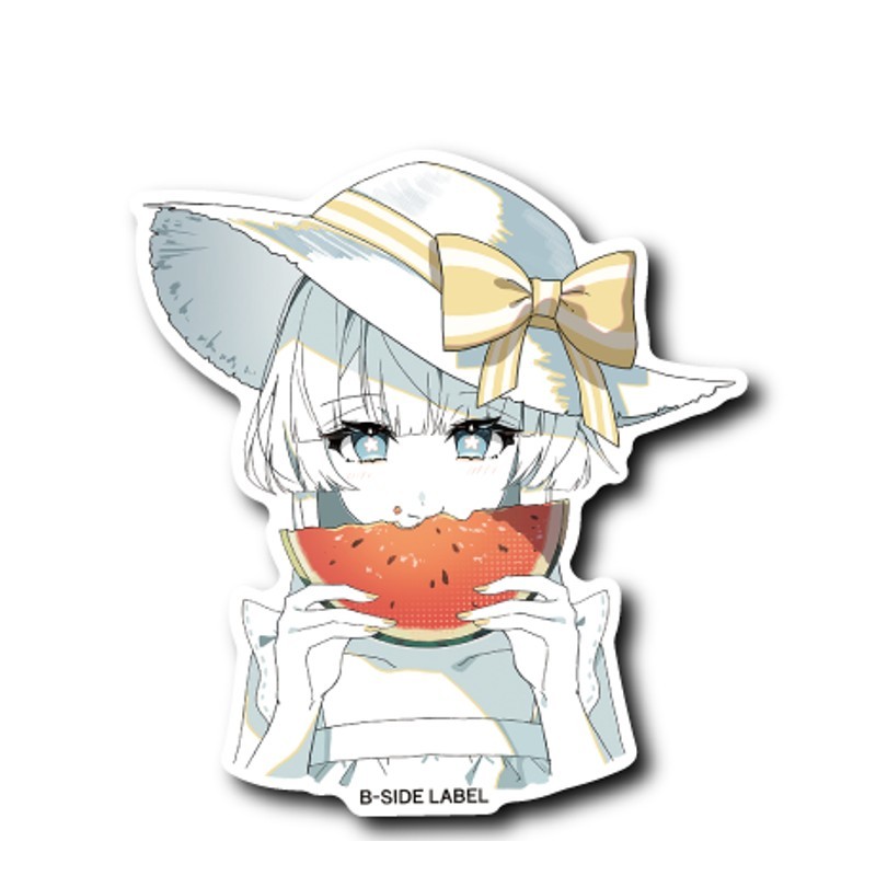 Summer Watermelon Hat Girl B-SIDE LABEL sticker decal art thick graphic japan