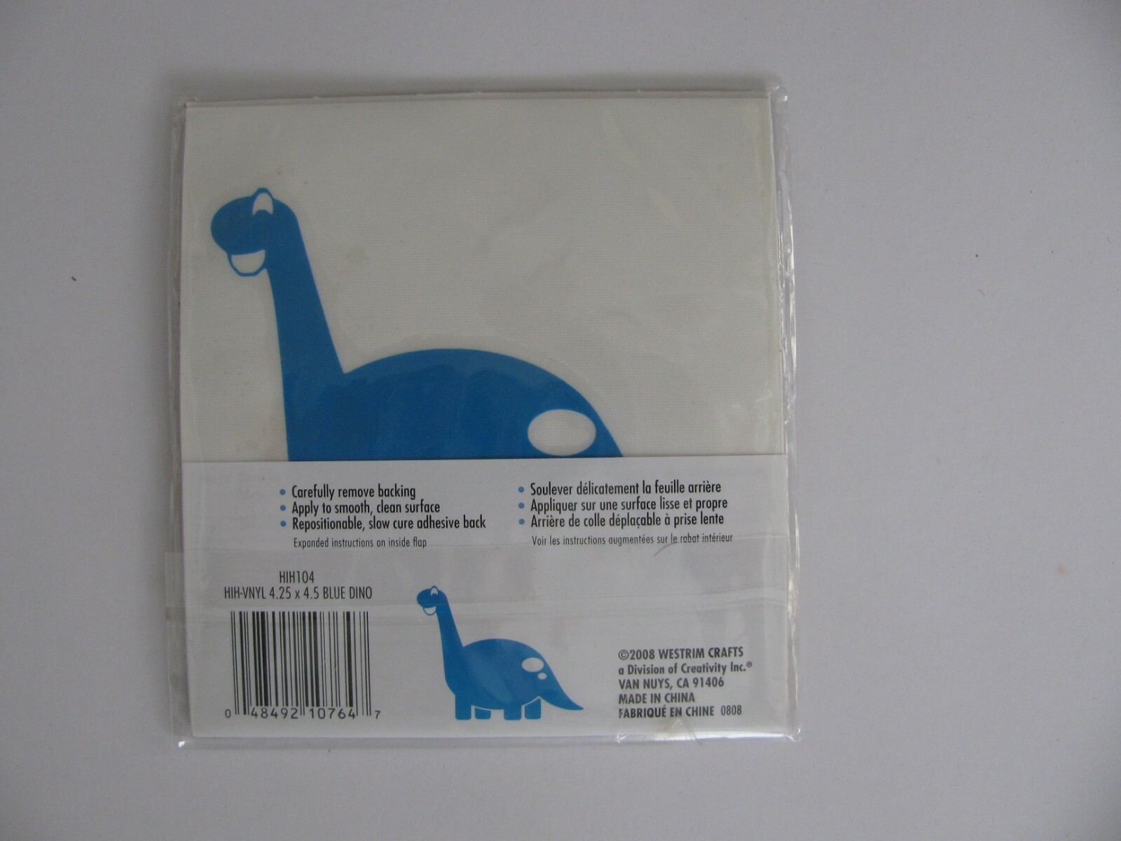 Hip In A Hurry Vinyl Removable Press Apply BLUE DINO 4.25" X 4.5" NIP