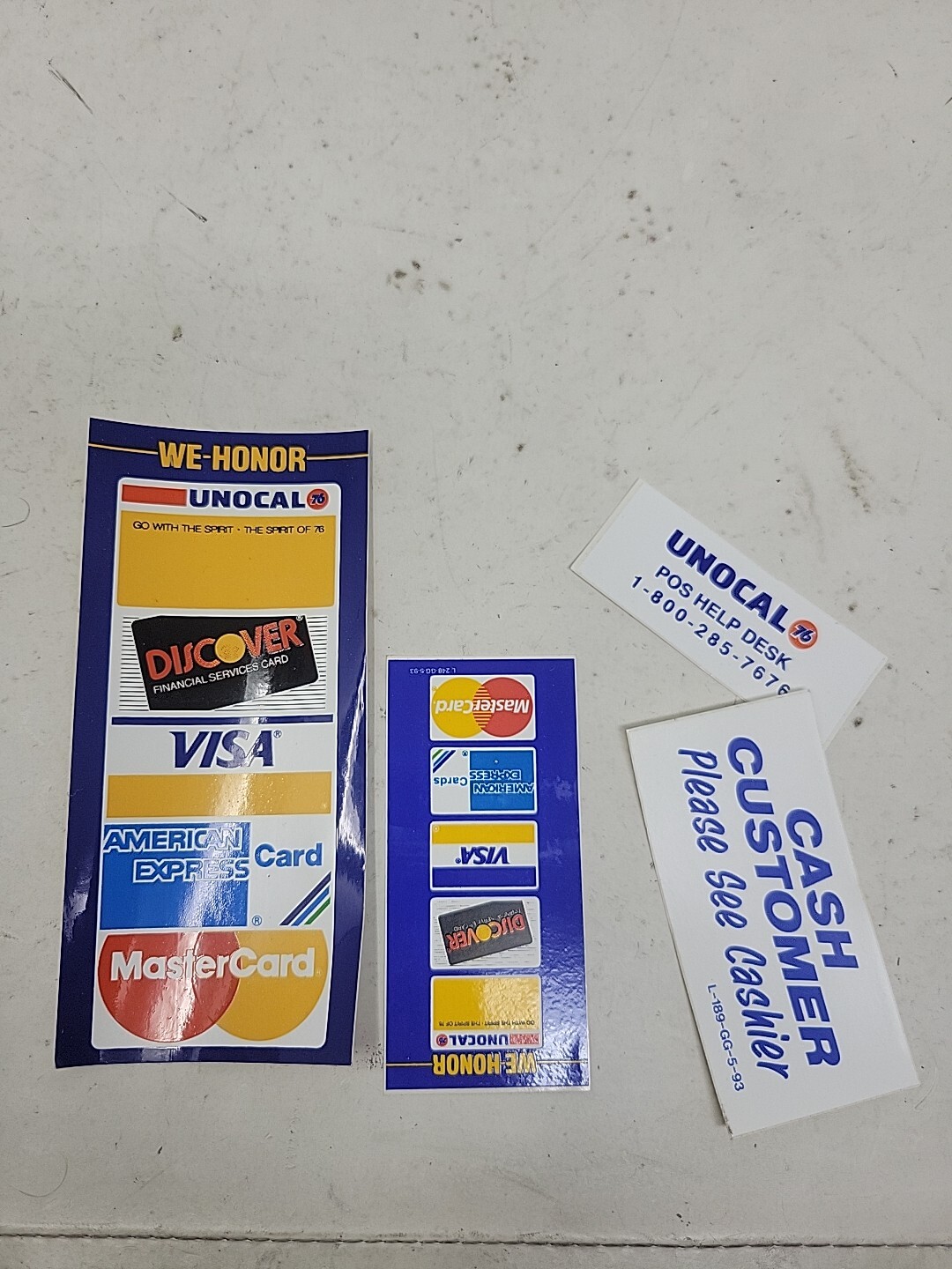 WINDOW DOOR Atm STICKER DECAL, American Express 76 VISA MASTERCARD Glossy Vtg Q