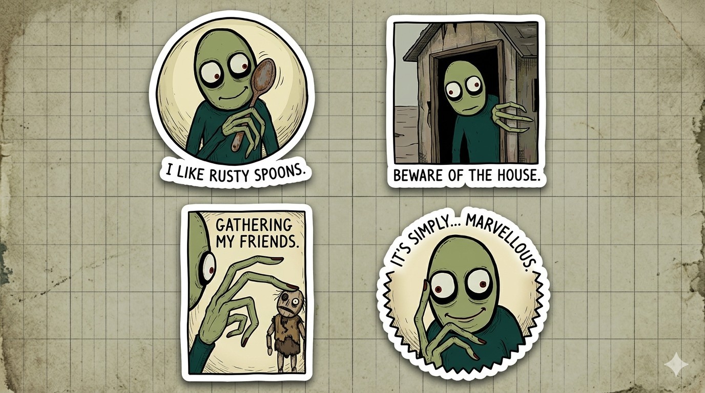 4 Salad Fingers Decal Stickers Phone Laptop