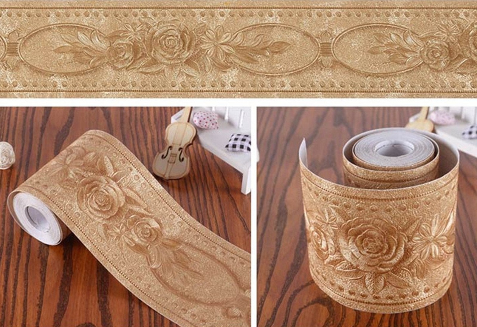 REDODECO 3D Flower Pattern Molding Peel Stick Wall Border for Home Decor Bath…