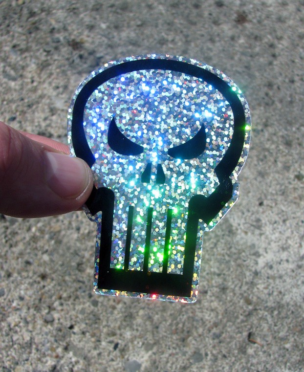 3" Punisher Skull Glitter Sticker 80s Marvel Car Laptop Comic Decal