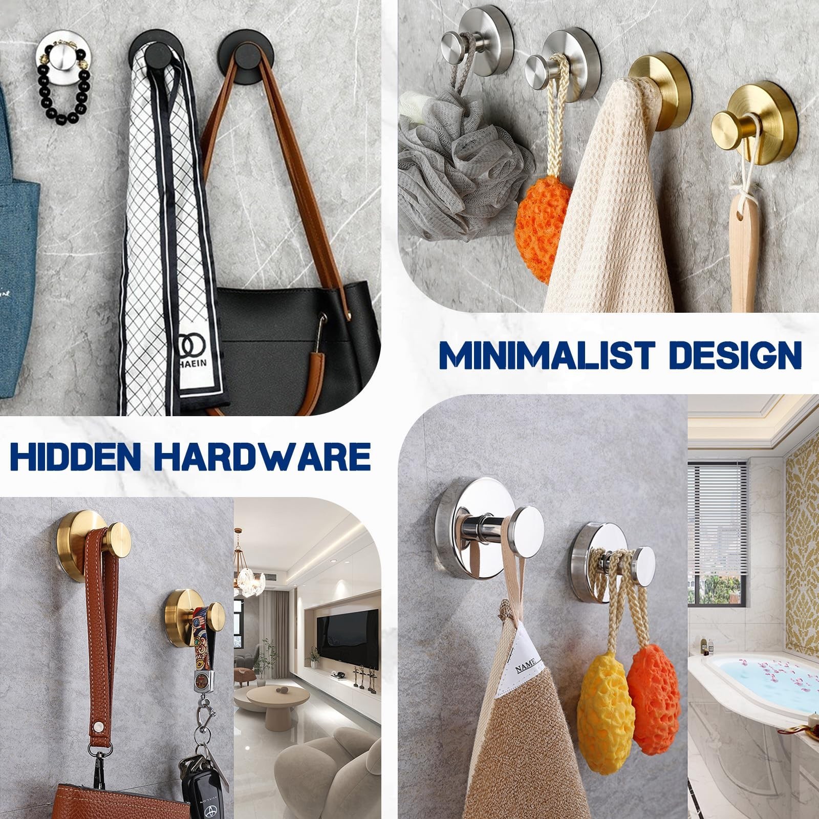 Removable & Reusable Suction Cup Hooks for Shower, Heavy Duty No-Drill Cup Ho…