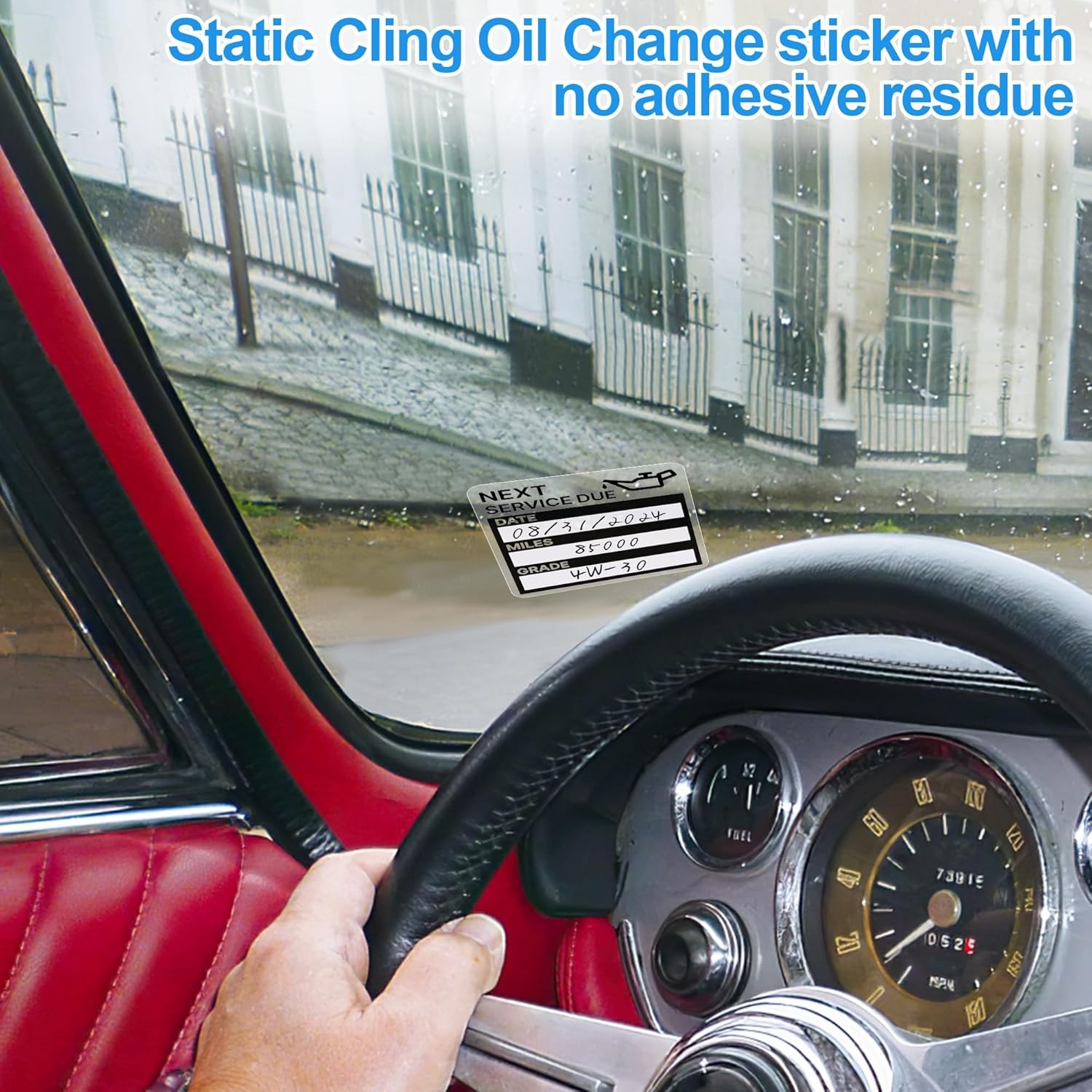 120 Oil Change Sticker Static Cling 2×2 Next Service Due Label Car Black Grey
