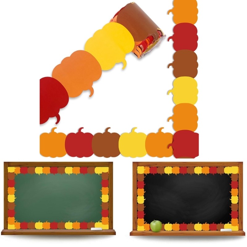 32.8ft Pumpkin Border Trim Sticker for Chalkboards Notice Board Decoration