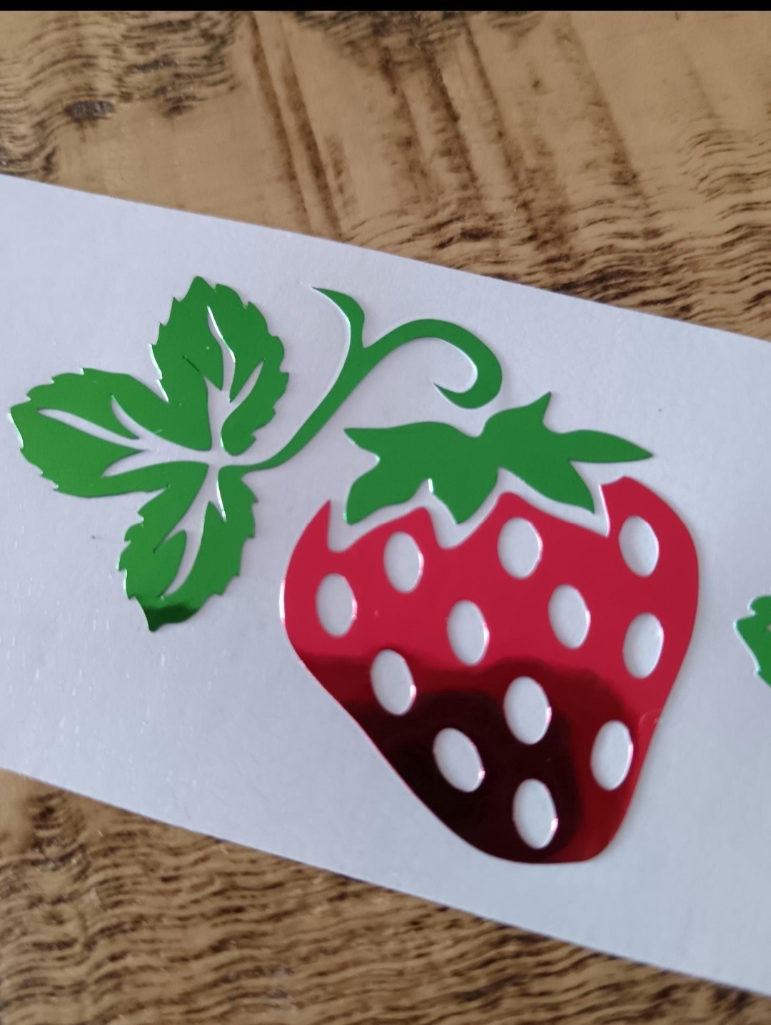 Chrome Strawberry Decals,, Stickers For DIY Projects Set Of 10, 1,,5 Inches