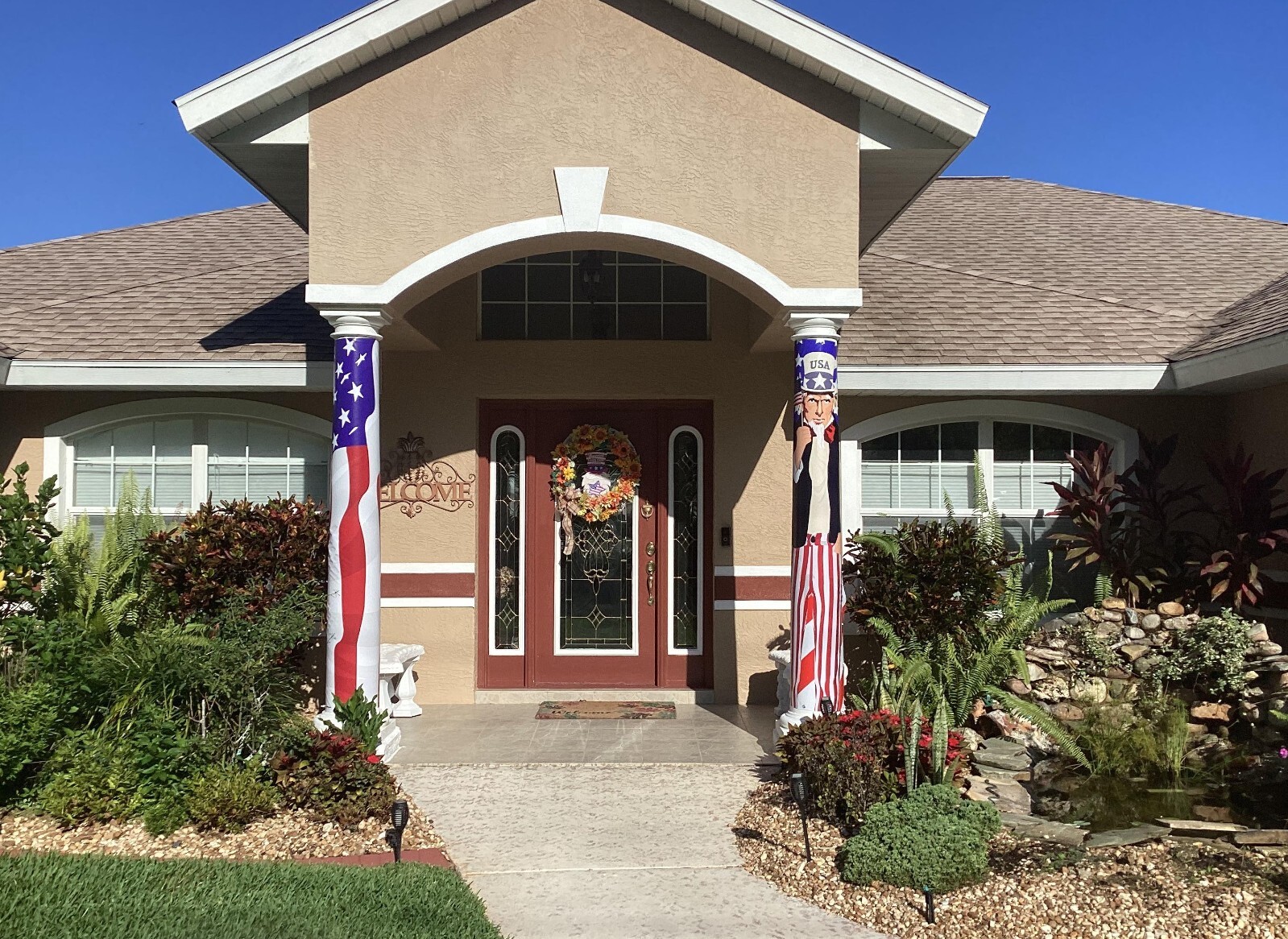 US Flag Patriotic Column Wrap – Square, Round, Or Simply Hang With Grommets.