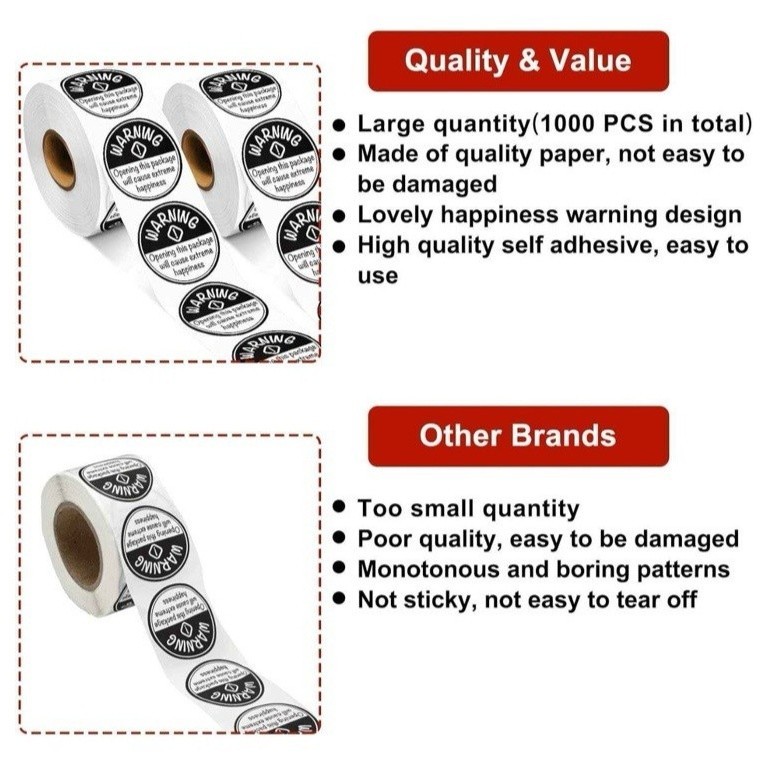 500pcs Extreme Happiness Stickers Black Round Self-Adhesive 1.5 Inch Labels Roll