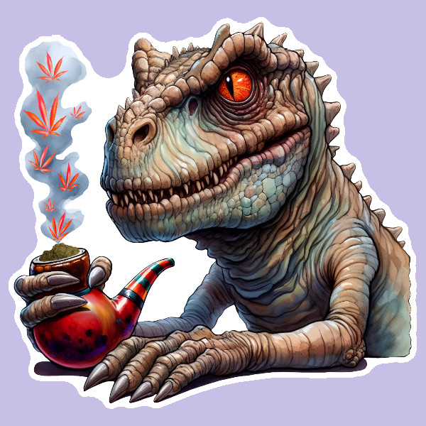 T-Rex Vinyl Cannabis Weed Marijuana UV Safe Dinosaur Stoner Sticker Weatherproof