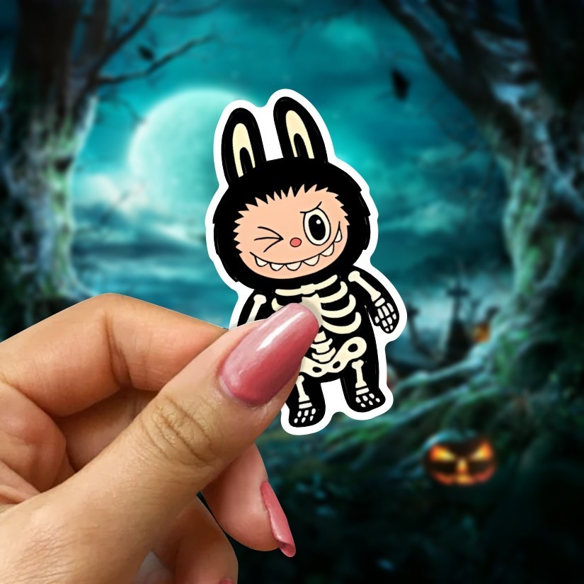 Labubu Halloween Stickers, Set of 12 Peel N' Stick, Sizes available