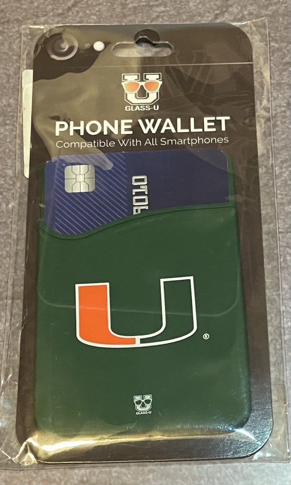 Universal Adhesive Pocket Stick On Phone Wallet Card Holder University of Miami