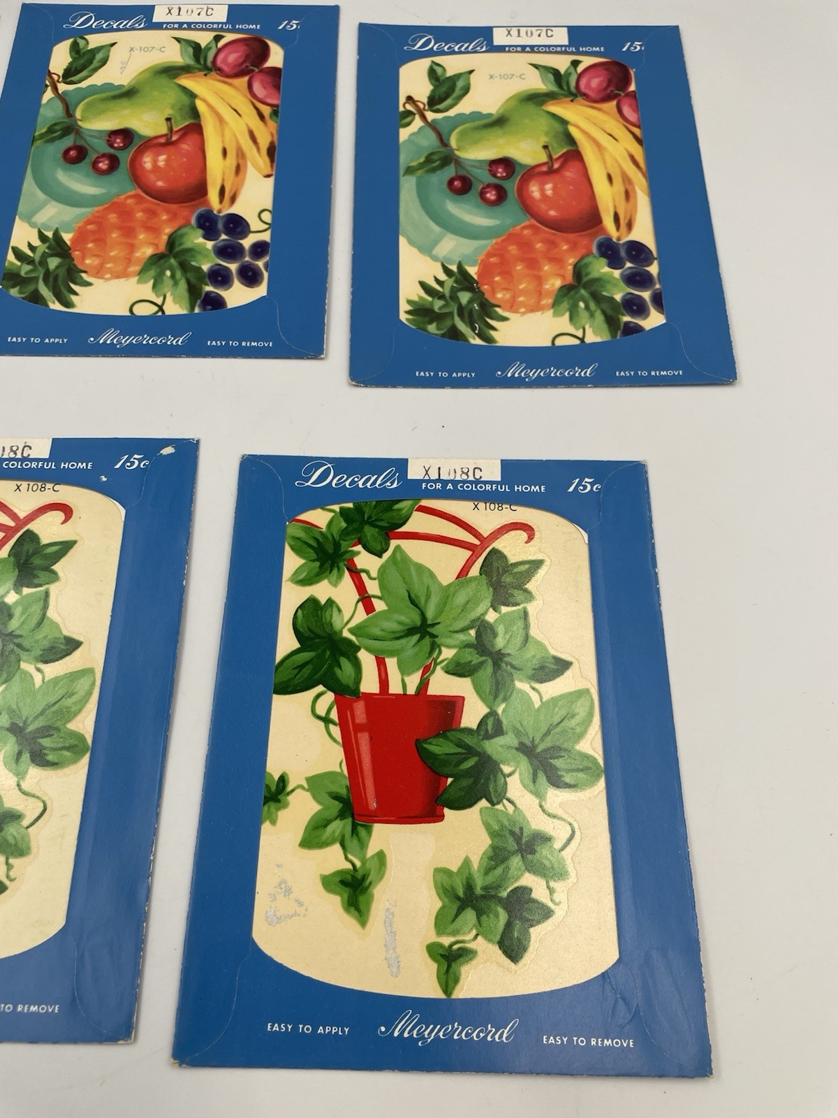 5 Vintage Meyercord Cornucopia Fruit/Floral Decals Lot 1950s Kitchen Decor A8