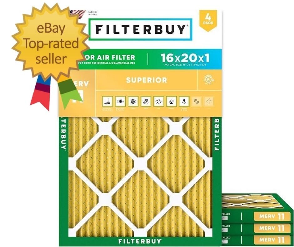 16X20X1 Air Filter MERV 11 Superior Pet & Allergy Defense (4-Pack), Electrostati