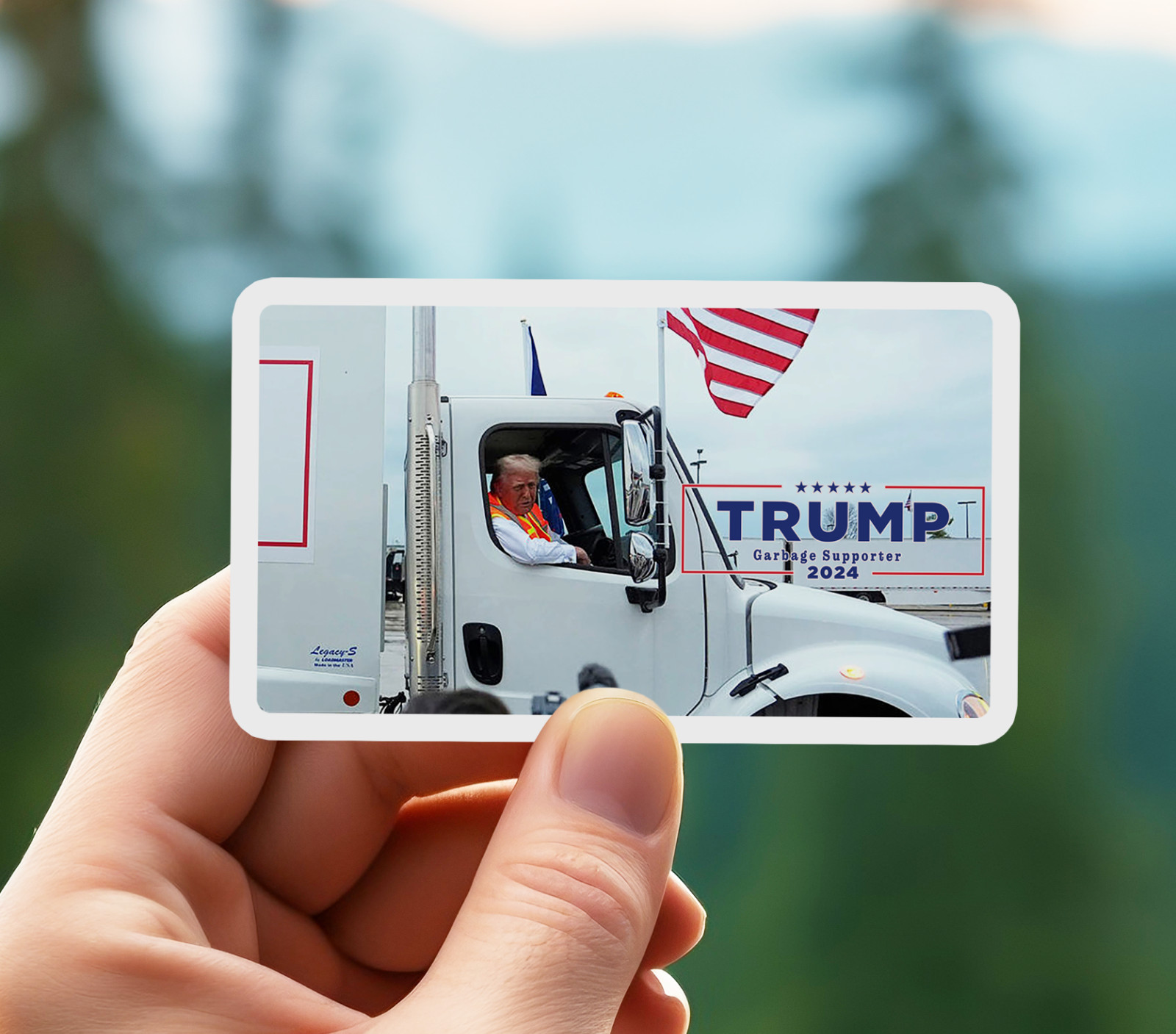 NEW- MAGA TRUMP 2024 Sticker GARBAGE TRUCK COLLECTOR Vinyl Decal 3.5 x 2 INCHES