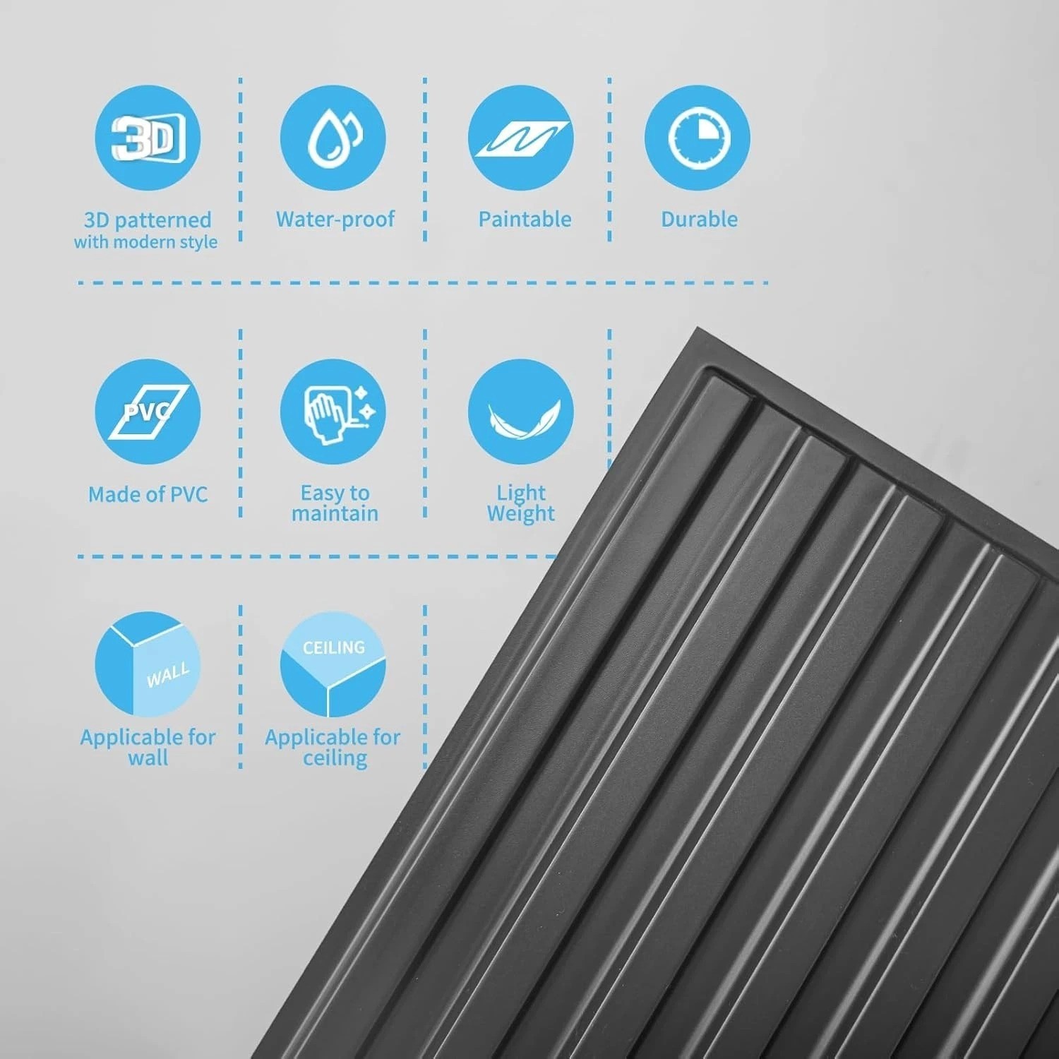6-Pack Slat Design 3D Wall Panels for Interior Wall Decor, 2×4 FT PVC Decorat…