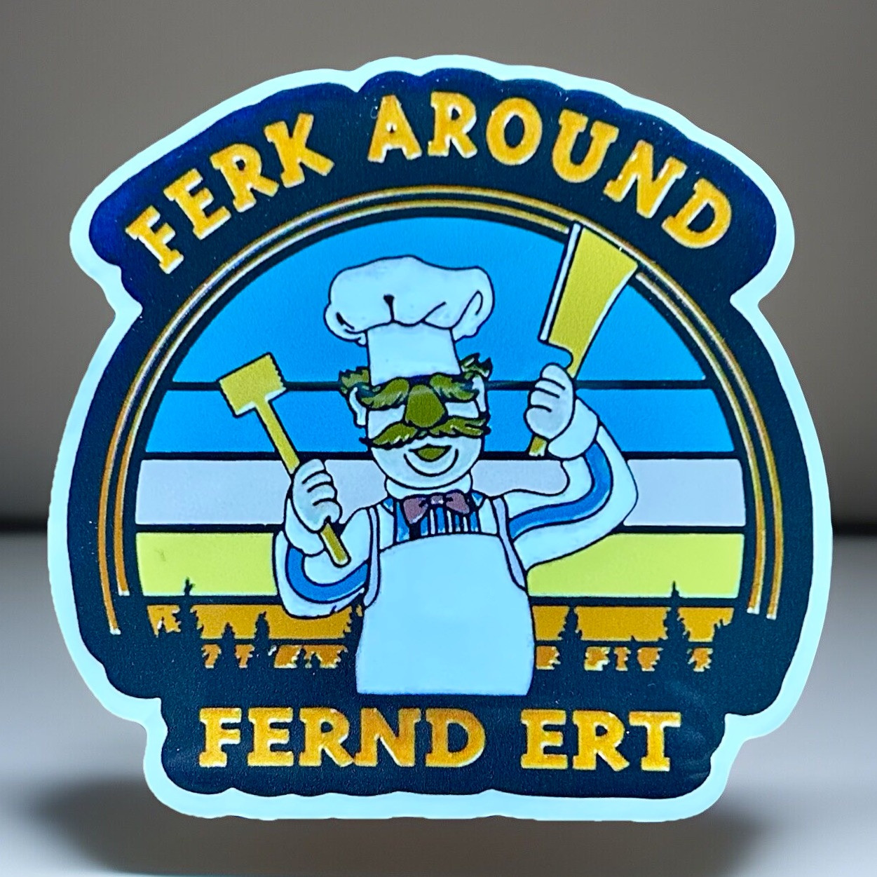 Muppets Sweedish Chef Decal Sticker Laptop Vehicle Window Ferk Around Fernd Ert