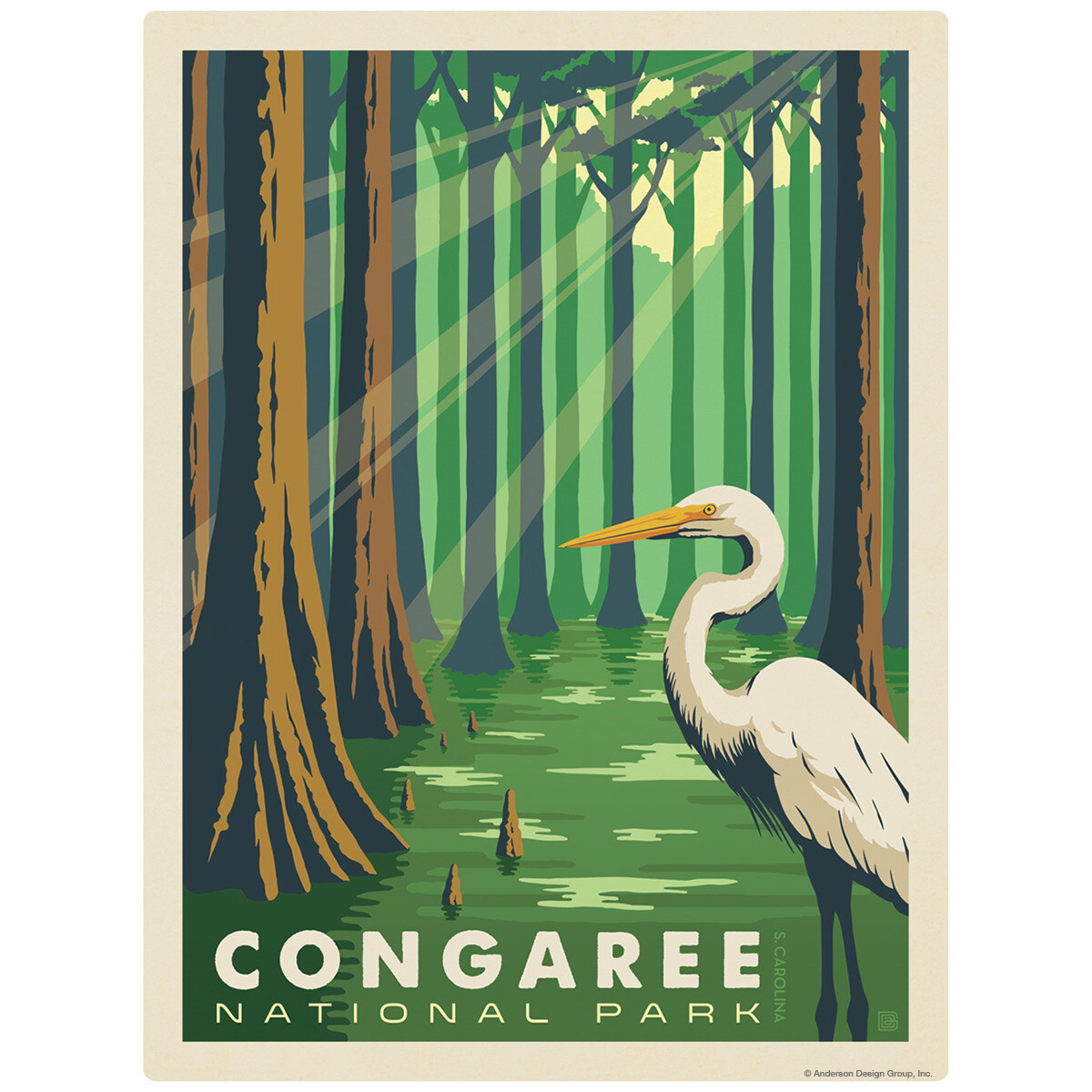 Congaree National Park South Carolina Decal 26 x 34 Peel and Stick Vintage Style