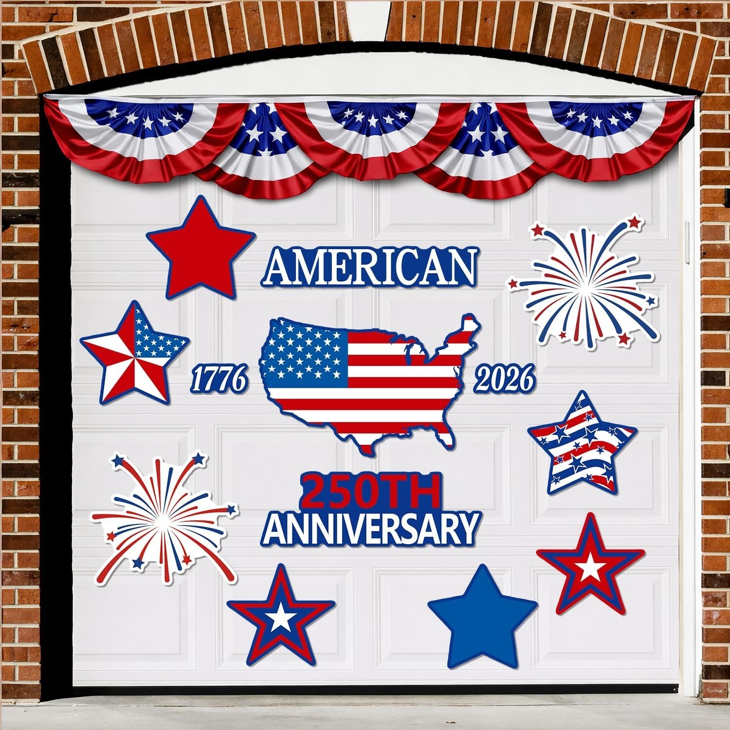 250th Anniversary Patriotic Garage Decoration 13 Pcs Magnet Stickers 4th of July