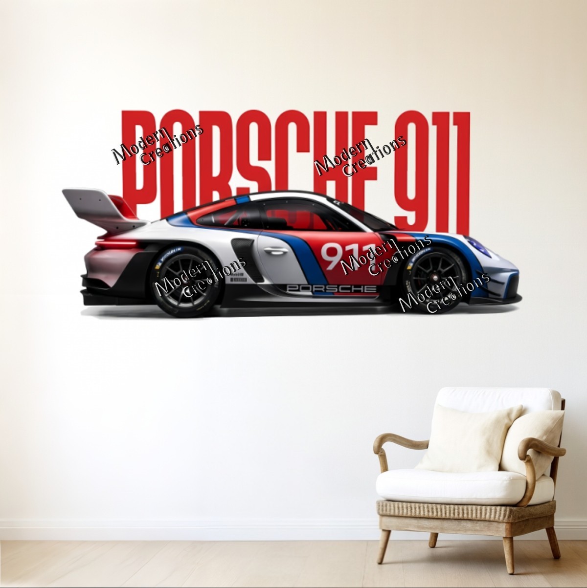 Porsche 911 Sports Car Wall Stickers Room Decor Vinyl Decal Mural Home Art DIY