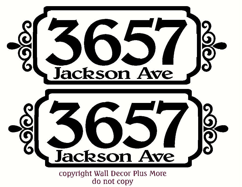 Framed Mailbox Sticker Vinyl Decal Address Mail Box House Number Street set of 2