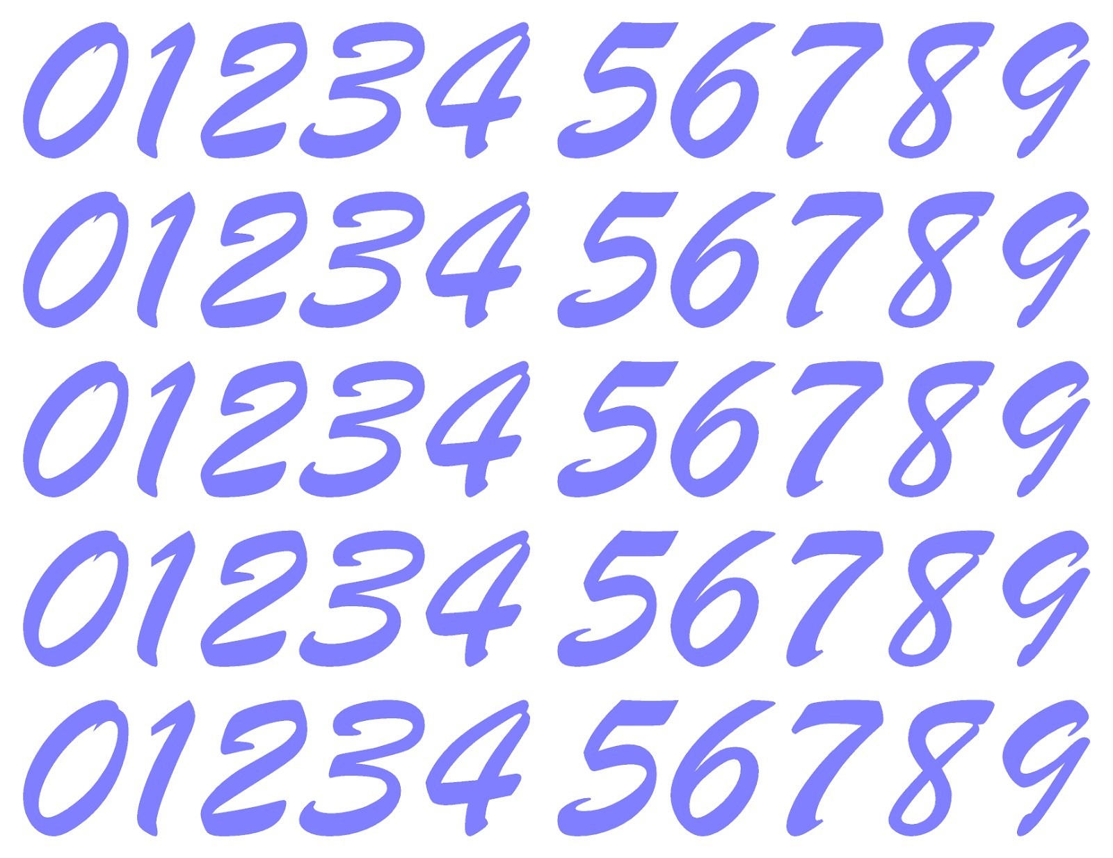 0 1 2 3 Numbers Script Die Cut Vinyl Decals Waterproof Many Colors and Sizes