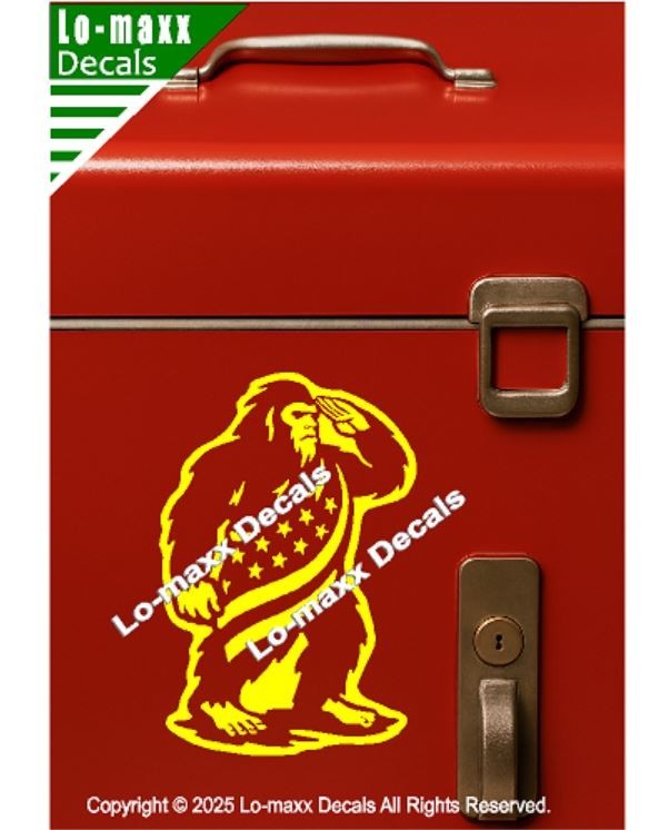 Patriotic Bigfoot Decal American Freedom Flag Sasquatch Sticker USA Vinyl Art