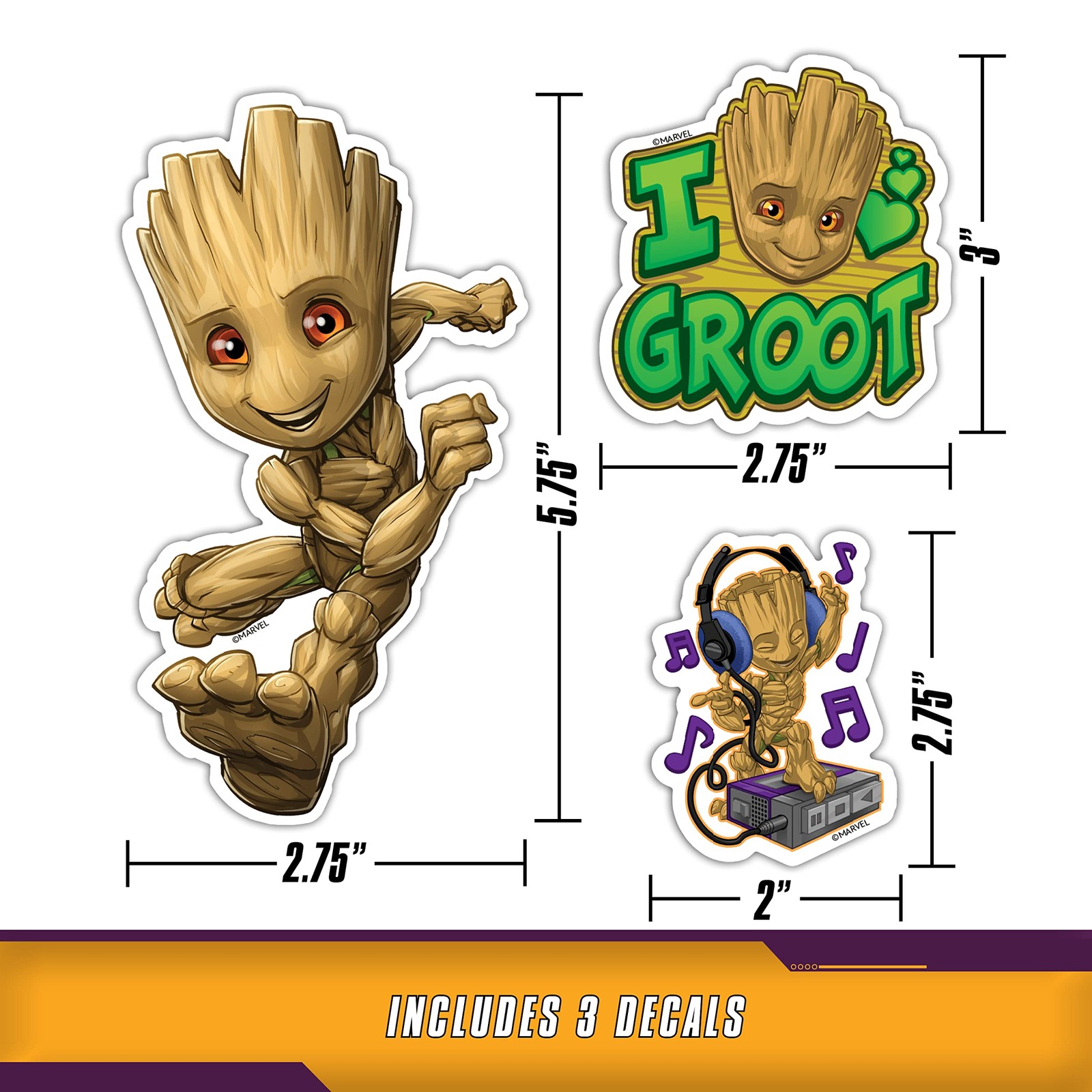 Marvel Guardians of the Galaxy Decals – Set of 9 Vinyl Stickers for Car Lapto…