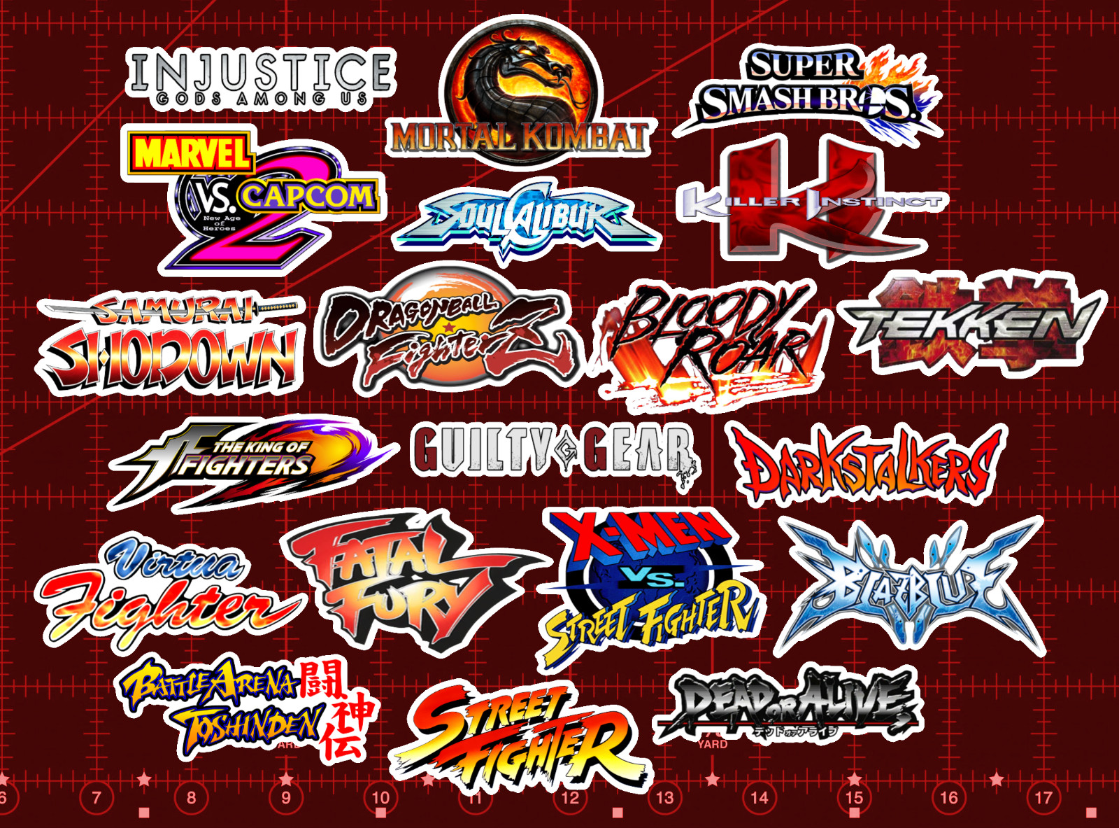 20 Fighting Game Logo Stickers – White, Clear or Holographic – Street Fighter