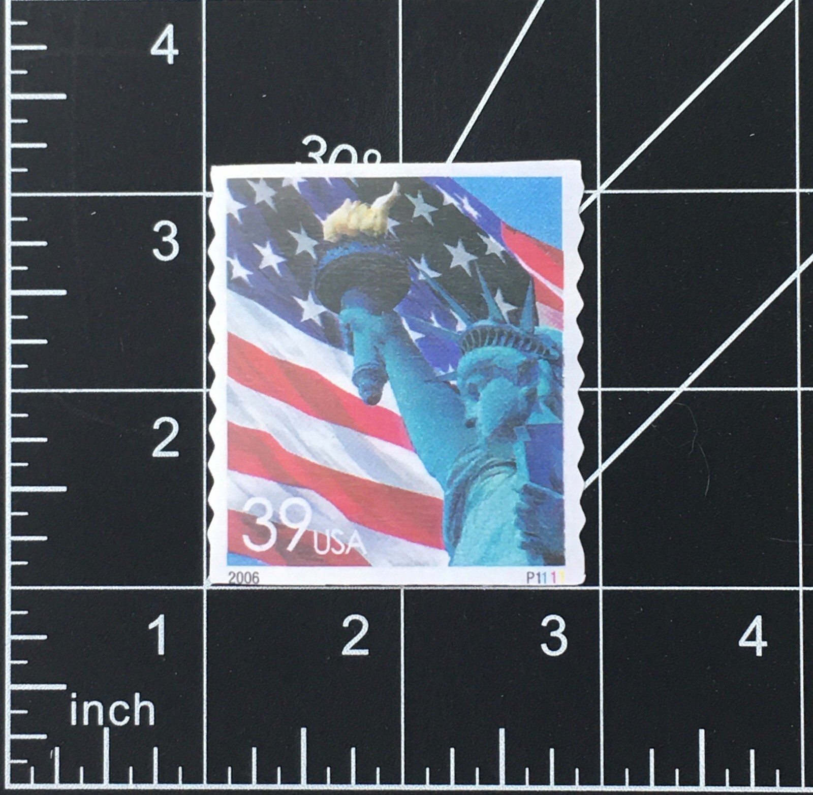 American US Flag Statue of Liberty Postage Stamp Vinyl Sticker 39 Cents USA