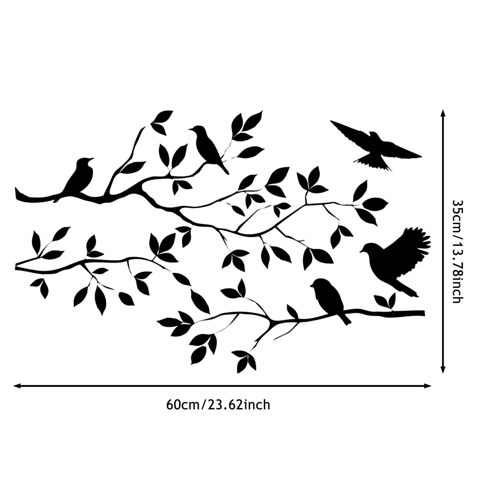 Bird Tree Branch Wall Sticker Decal Black Vinyl Wall Art Decor Peel and Stick…