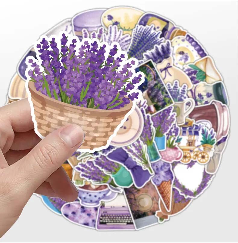 LAVENDER Vinyl Stickers~Purple WATERCOLOR Flower Wildflower~4 Waterbottle Laptop