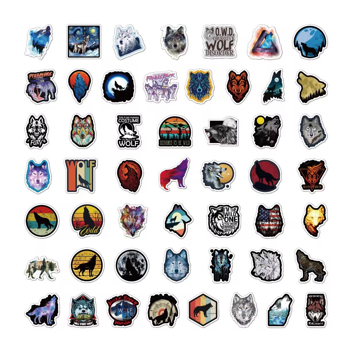 20 Random Cartoon Wolf Stickers Wild Animal Decals Hydro Yeti Car Free Shipping!