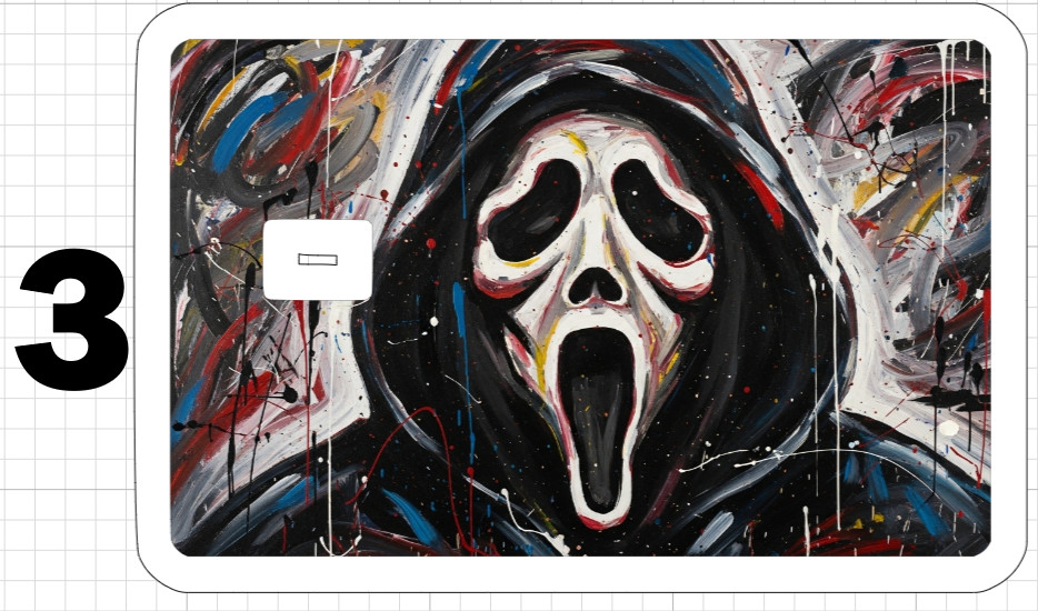 Ghostface Painted Art Credit Debit Card Skins Sticker ATM Paint Horror Halloween