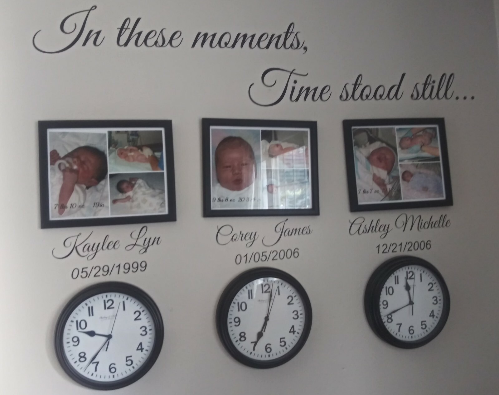 In These Moments Time Stood Still Custom Family Name Time Wall Sticker Decal Art