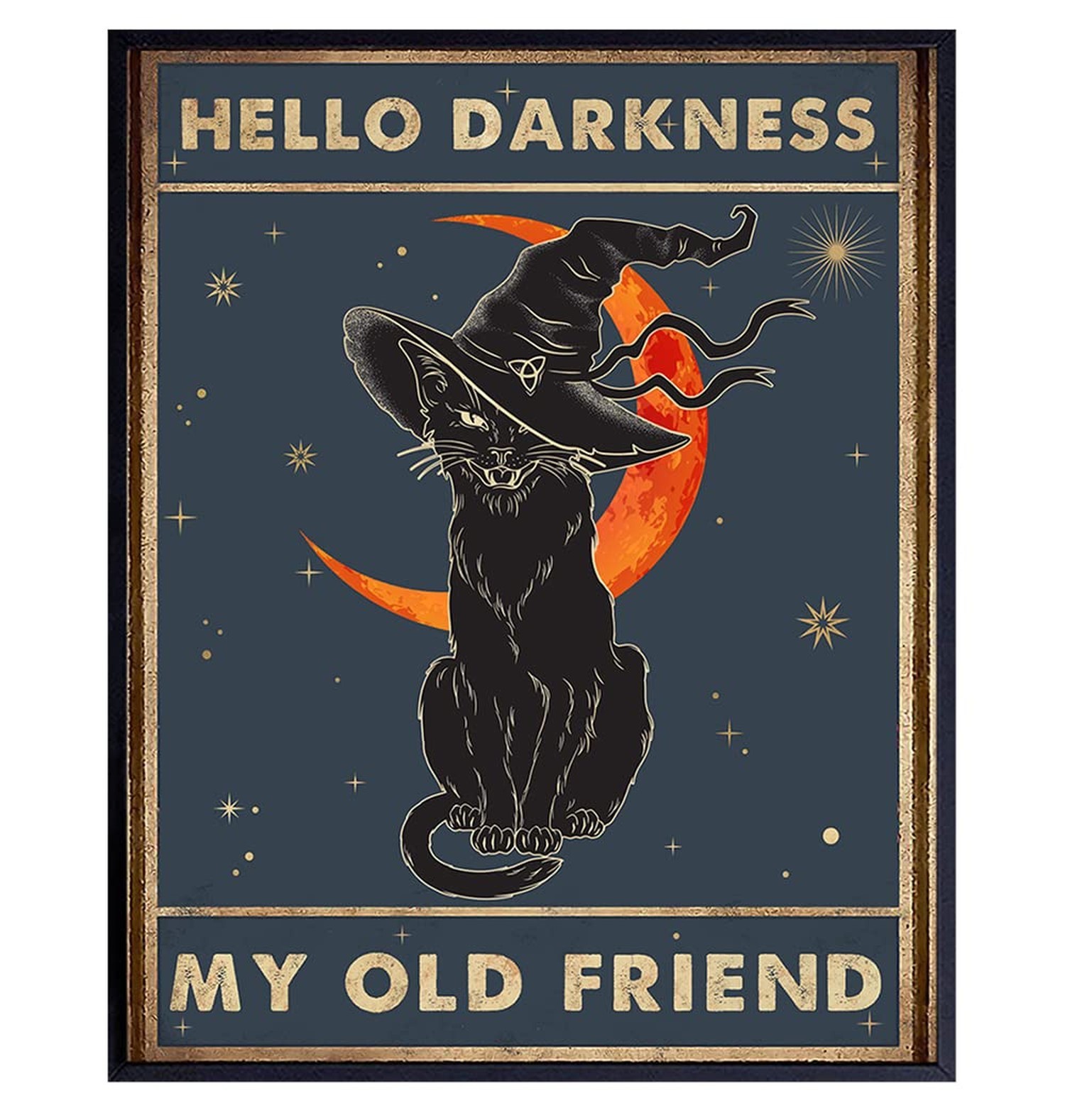 Witch Cat Wall Art – Black cat Room Decor – Goth Halloween Wall Art Print – P…