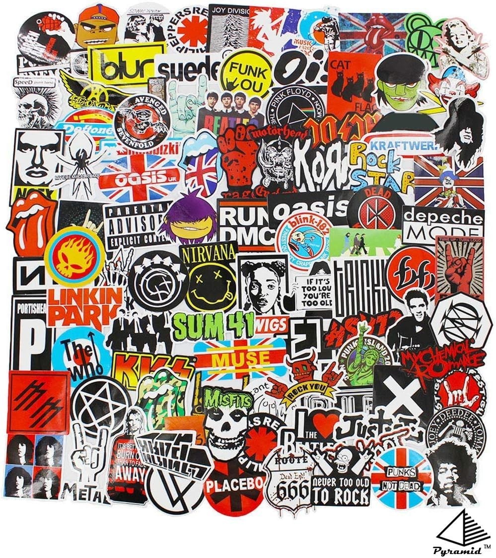 Punk Vinyl Stickers 100pcs – Guitar Laptop Graffiti Decals