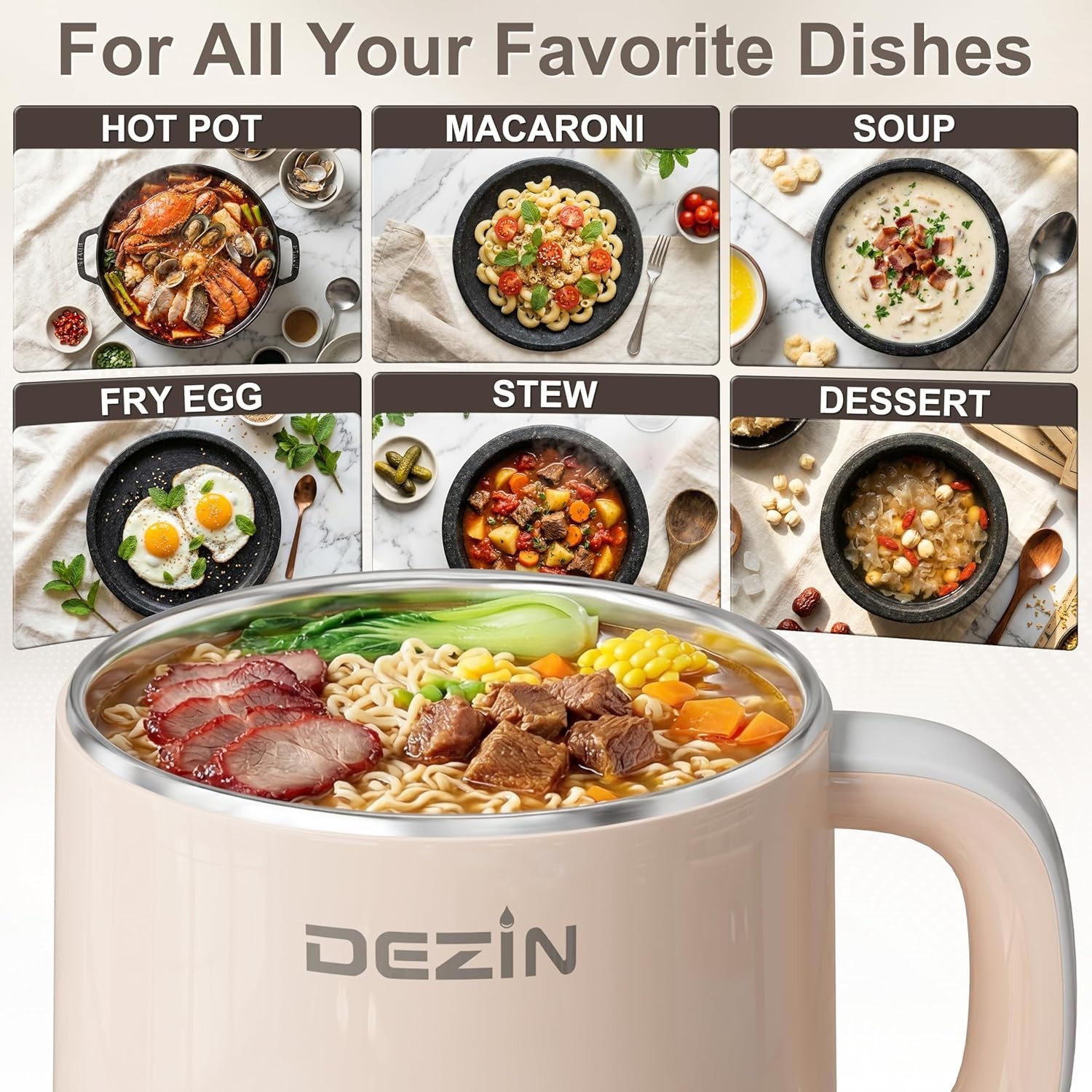 Hot Pot Electric with Steamer, Rapid Noodles Cooker, Stainless Steel Electric…