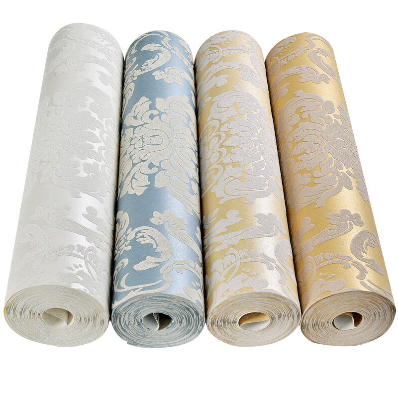 3D Embossed Flower Glitter Wallpaper Embossed Non-Woven Textured Wall Decor-