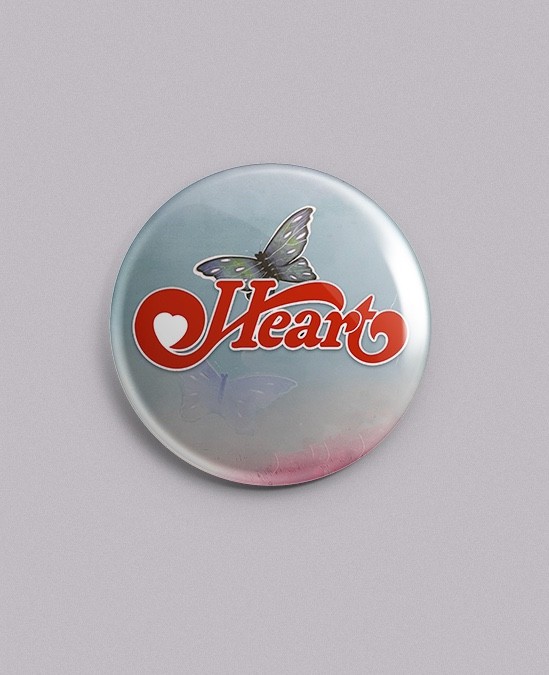 Heart – 1.25" PIN / BUTTON – Band – FREE Shipping!