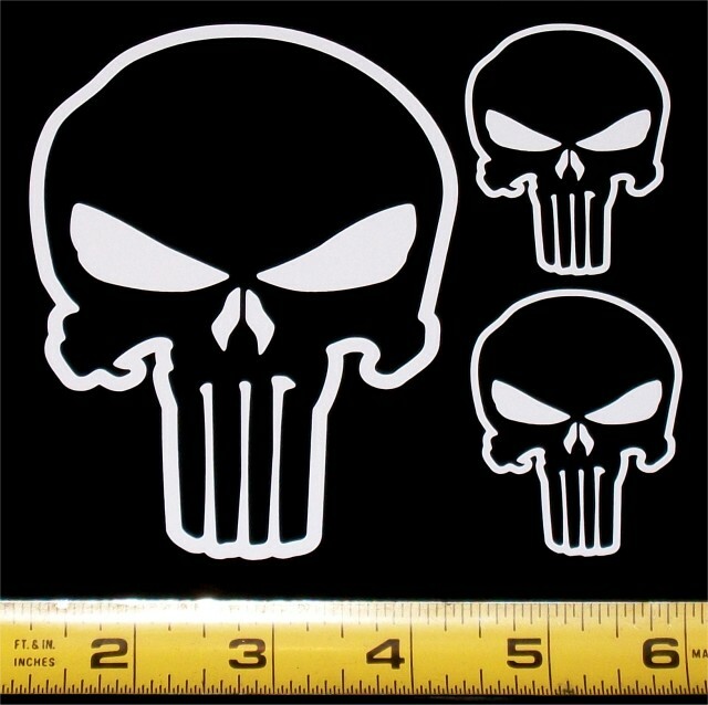 The Punisher Skull – Outline Set of 3 HQ Single Color Vinyl Decals!