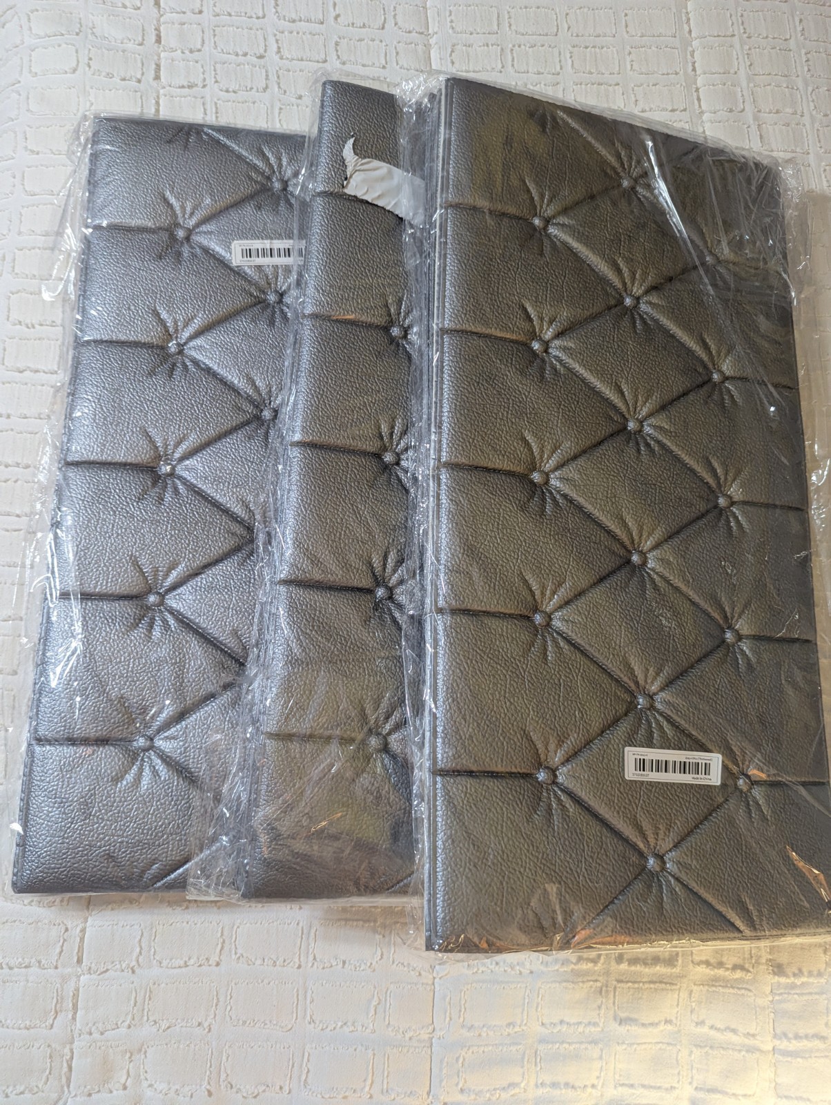 12x 3D Foam Panels Leather Style Wall Sticker Tile Self-adhesive Wallpaper Decor